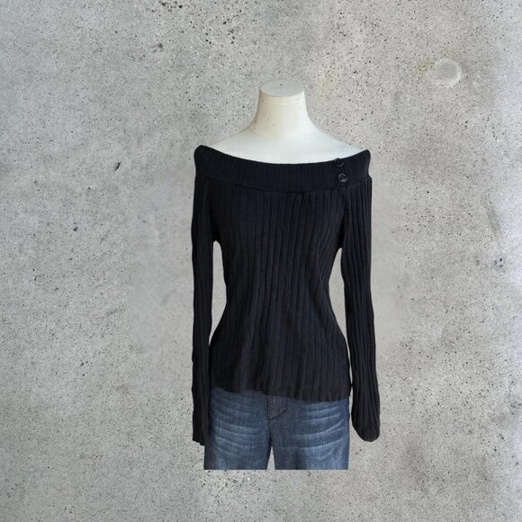 Vintage black off the shoulder sweater - Picture 1 of 7